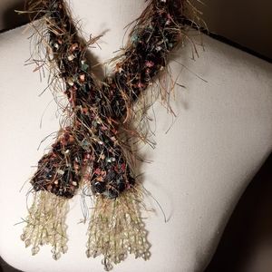 Woven Brown & Multi Color Ribbon Scarf Neckla